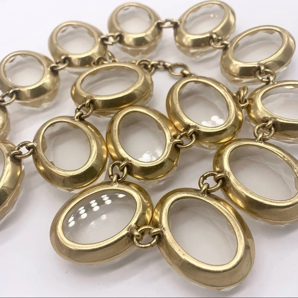 J. Crew Bold Clear Faceted Gem Gold Necklace - Picture 4 of 5